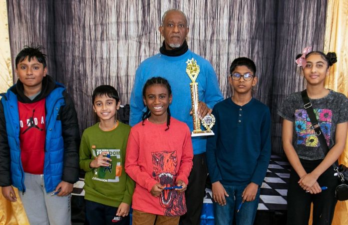  Davison chess team with coach Scott